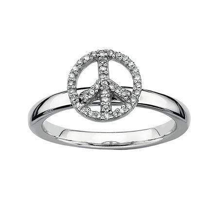 Personally Stackable 1/10 Ct. T.w. Diamond Peace Sign Stackable Ring