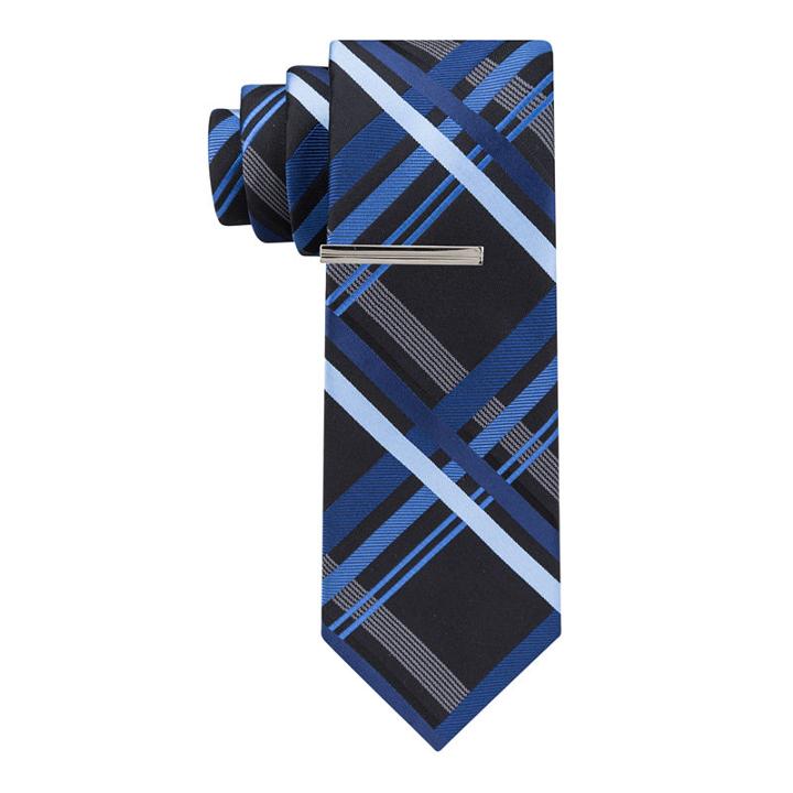 Jf J.ferrar Plaid Tie - Xl