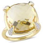 Womens Yellow Citrine 14k Gold Cocktail Ring