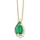 Lab-created Emerald And White Sapphire Pendant Necklace