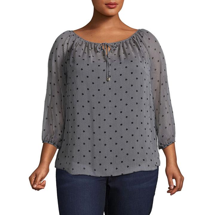 Alyx 3/4 Sleeve Dots Peasant Top Plus