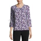 Liz Claiborne 3/4 Tie Sleeve Knit Top