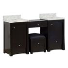 60.75-in. W Floor Mount Distressed Antique Walnutvanity Set For Wall Mount Drilling Bianca Carara Top