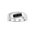 Mens 1/8 Ct. T.w. Color-enhanced Black Diamond Sterling Silver Ring