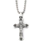 Diamond-accent Stainless Steel Cross Pendant Necklace