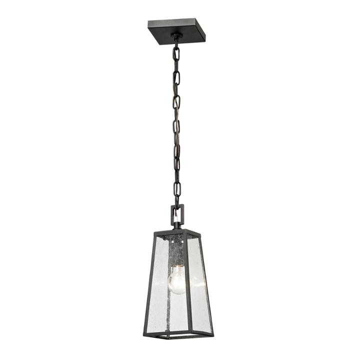 Meditterano 1-light Outdoor Pendant In Textured Matte Black