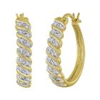 1/10 Ct. T.w. Diamond 14k Yellow Gold Over Sterling Silver Hoop Earrings