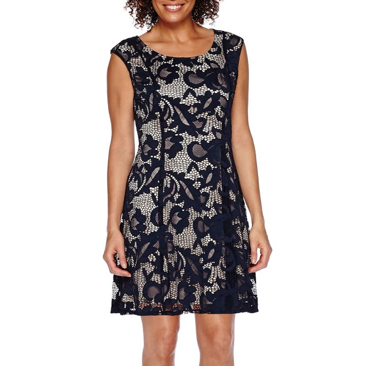 Rn Studio By Ronni Nicole Sleeveless Lace Pleated Fit-and-flare Dress