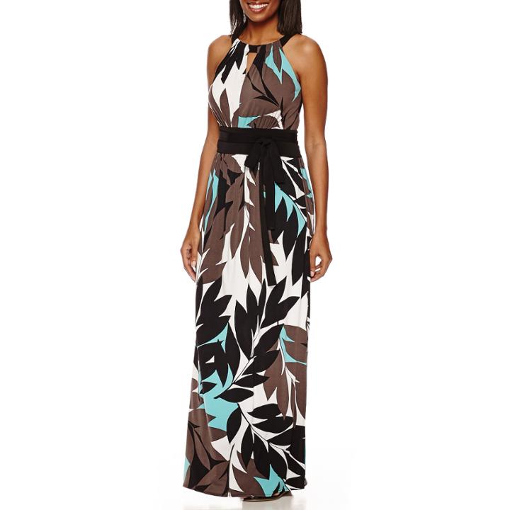 London Style Collection Sleeveless Print Maxi Halter Dress