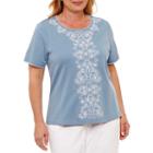 Alfred Dunner Blue Lagoon Short Sleeve Crew Neck T-shirt-womens Plus