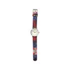 Olivia Pratt Womens Silver-tone Faux Mop Dial Blue-red Patterned Fabric Strap Watch 10352tr
