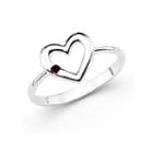 Genuine Garnet Sterling Silver Heart Ring
