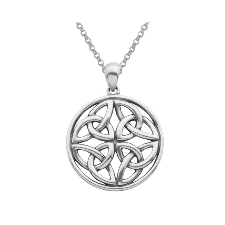 Sterling Silver Celtic Knot Circle Pendant Necklace