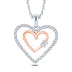Womens 1/6 Ct. T.w. White Diamond 10k Gold Heart Pendant Necklace