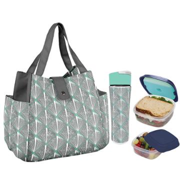 Fit & Fresh Westport Kit Mint Shell Diamonds 4-pc. Reusable Bag
