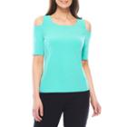 Black Label By Evan-picone Short Sleeve Crew Neck Jersey Blouse