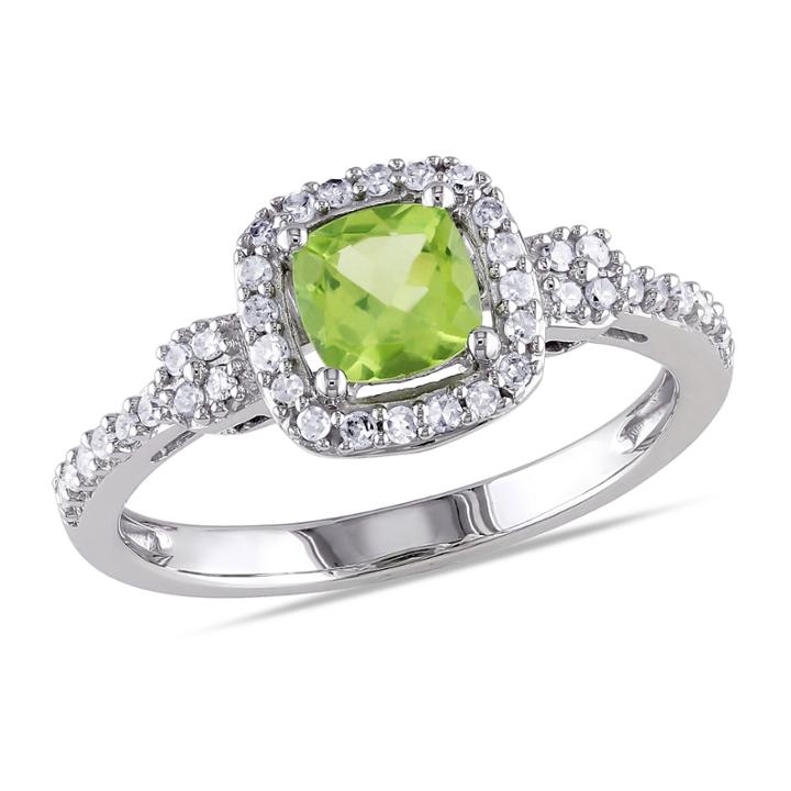 Womens 1/6 Ct. T.w. Green Peridot 10k Gold Cocktail Ring