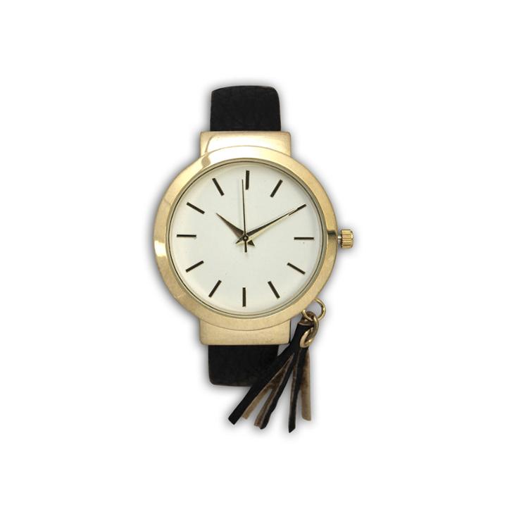 Olivia Pratt Tassle Charm Womens Black Bangle Watch-16120