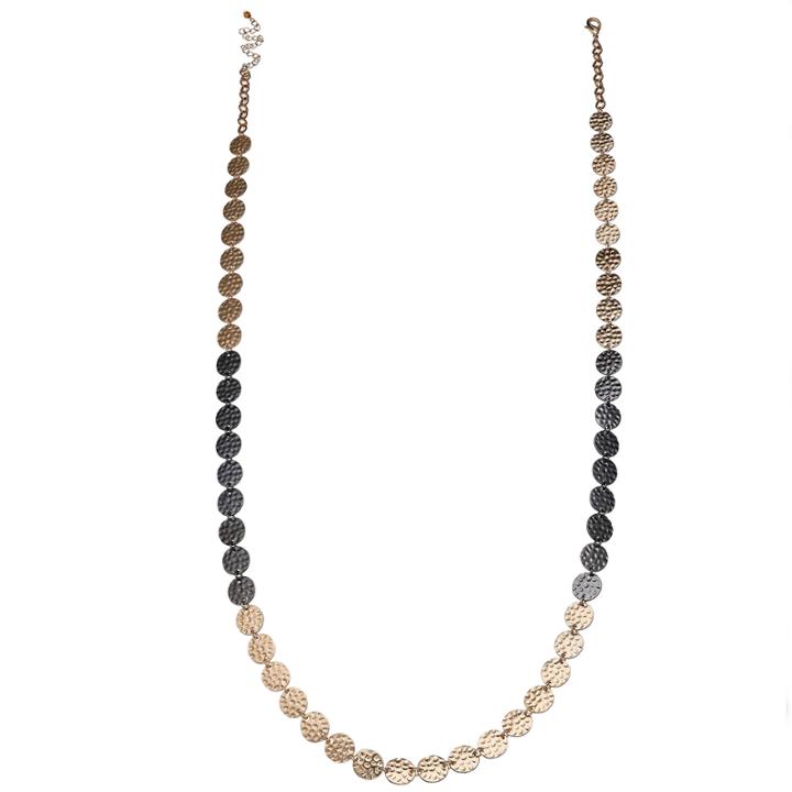 Bold Elements&trade; Tri-tone Hammered Disc Long Necklace