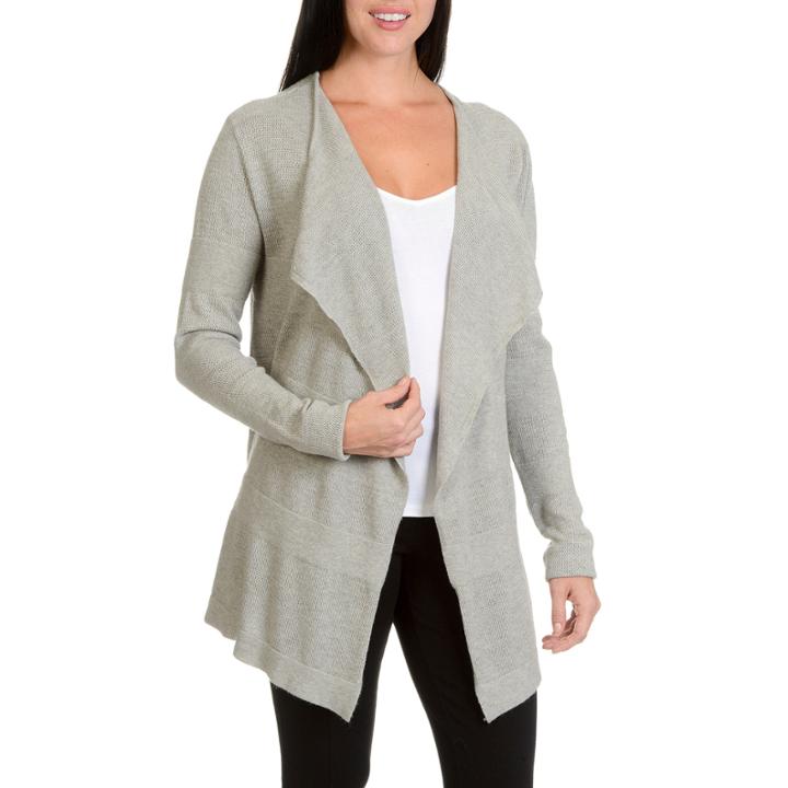 Larry Levine Long Sleeve Novelty Stitch Cardigan Sweater