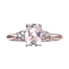 Womens Diamond Accent Genuine Morganite Pink 14k Rose Gold Cocktail Ring