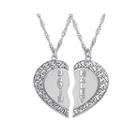 Personalized Sterling Silver Couples Name Heart Pendant Necklace Set
