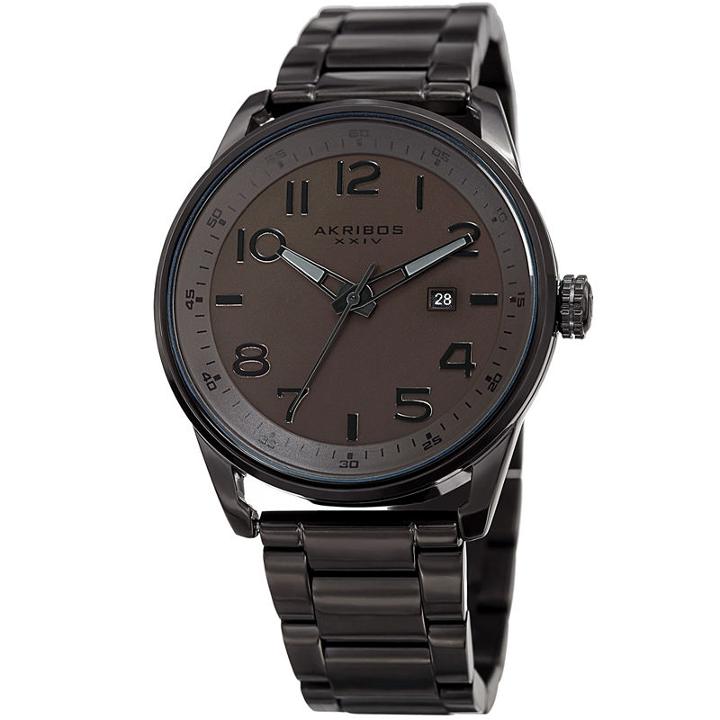 Akribos Xxiv Mens Black Strap Watch-a-956br