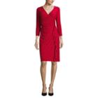 Black Label By Evan-picone 3/4 Sleeve Ruffle Dress