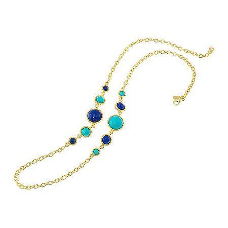 Kjl By Kenneth Jay Lane Gold-tone Aqua & Blue Stone Necklace