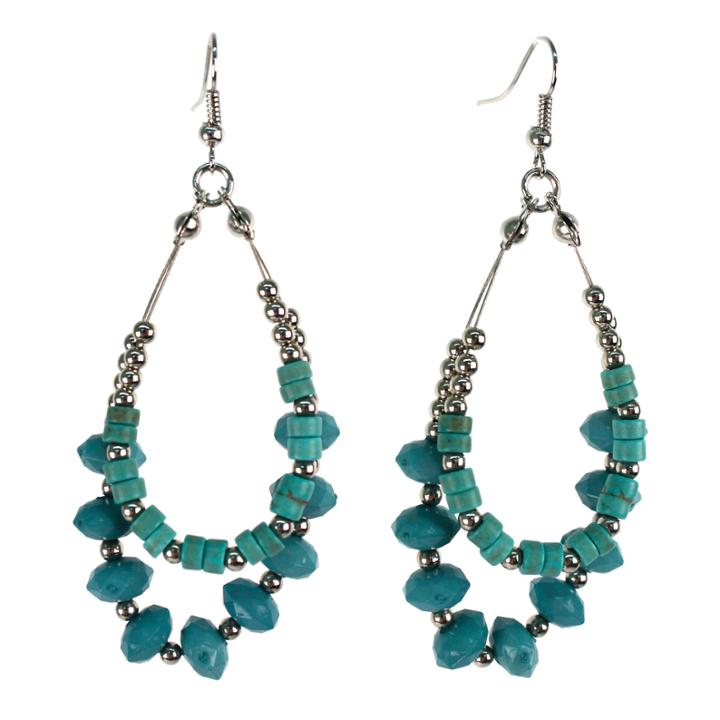 Aris By Treska Beaded Silver-tone Hoop Earrings