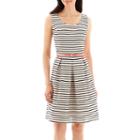 Tiana B. Sleeveless Striped Belted Fit-and-flare Dress