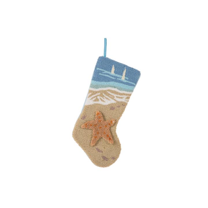 Glitzhome 3d Starfish Hooked Christmas Stocking
