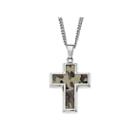 Mens Stainless Steel Brown Camouflage Cross Pendant