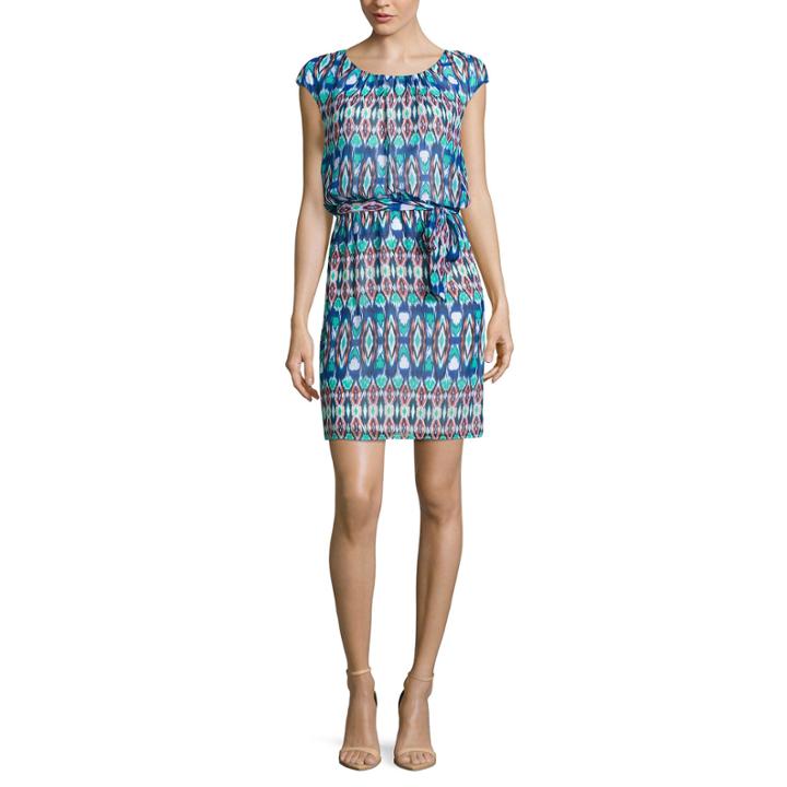 Robbie Bee Short Sleeve Blouson Dress-petites