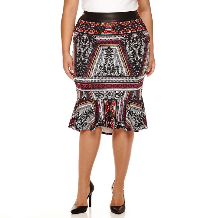 Bisou Bisou Flounce Pencil Skirt - Plus