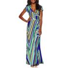 R & K Originals Short-sleeve Stripe Wrap Maxi Dress