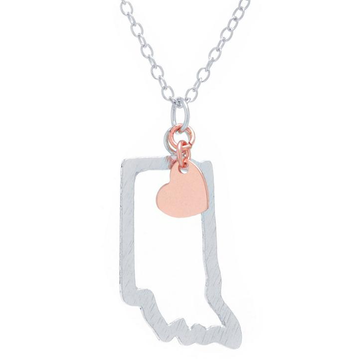 Silver Treasures Indiana State Womens Sterling Silver Pendant Necklace