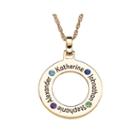 Personalized Family Name And Birthstone Pendant Necklace