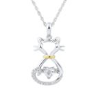 Love In Motion Diamond Accent Sterling Silver Cat Necklace Pendant