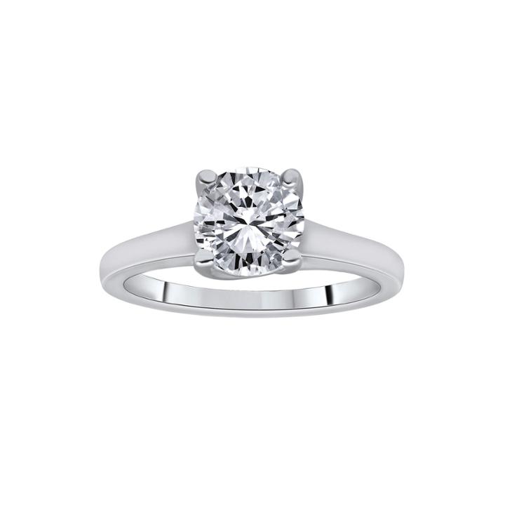 1 Ct. Round Certified Diamond Solitaire 14k White Gold Ring