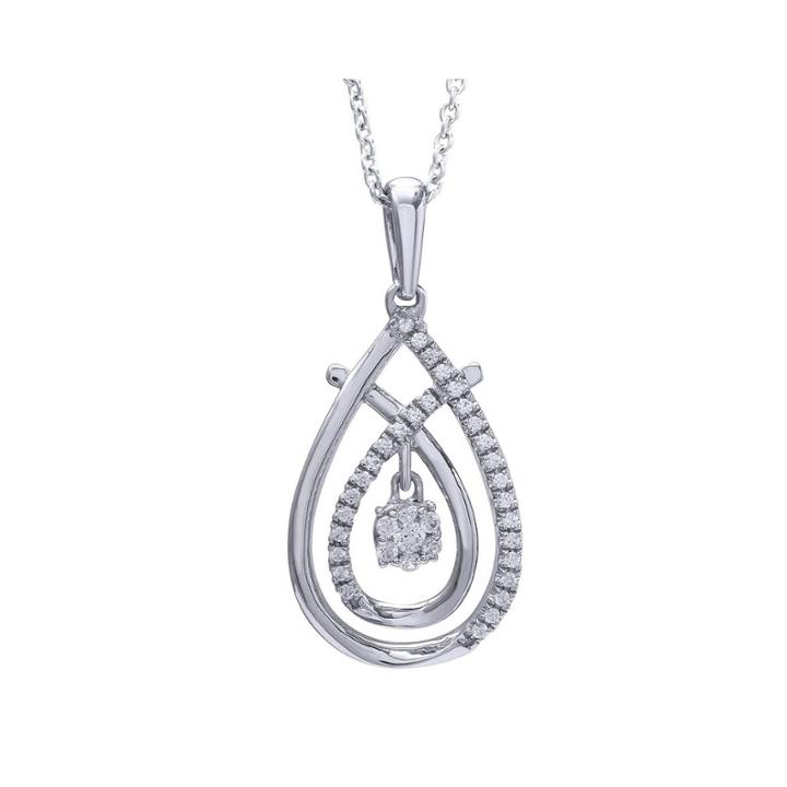 1/5 Ct. T.w. Diamond 14k White Gold Teardrop Pendant Necklace