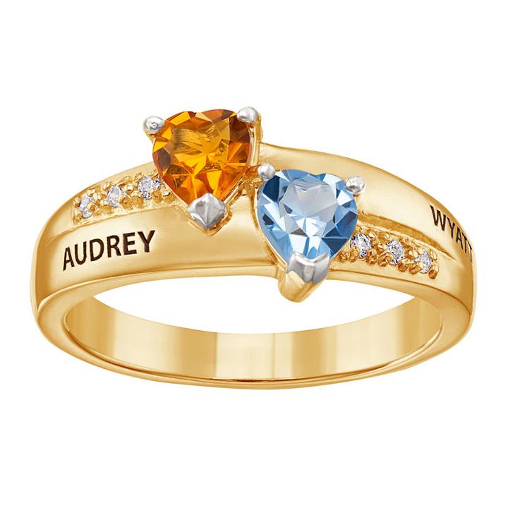 Personalized Womens Cubic Zirconia 18k Gold Over Silver Heart Cocktail Ring