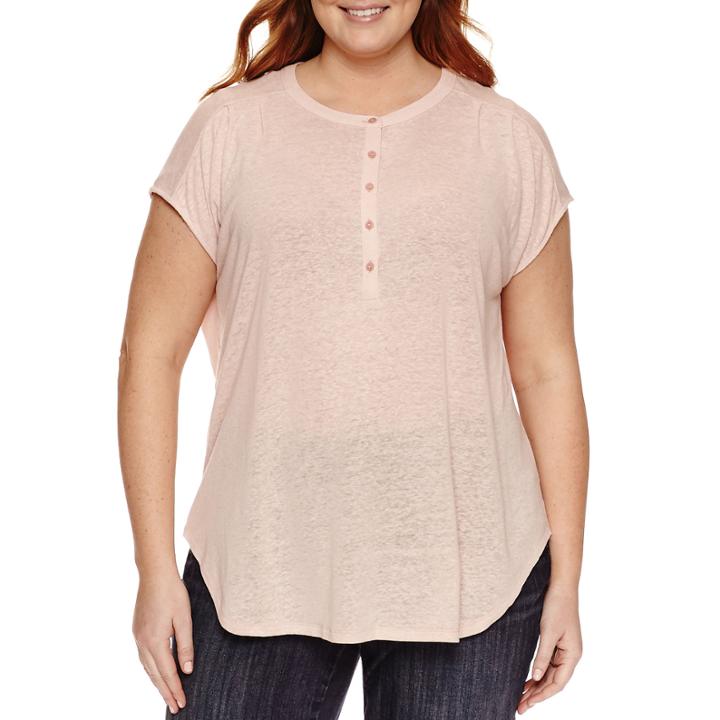 Liz Claiborne Sleeveless Henley Shirt Plus