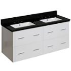 47.5-in. W Wall Mount White Vanity Set For 3h8-in. Drilling Black Galaxy Top White Um Sink