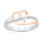Womens Diamond Accent Genuine Diamond White 10k Gold Over Silver Heart Cocktail Ring