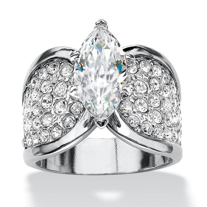 Womens 2 1/2 Ct. T.w. Marquise White Cubic Zirconia Brass Engagement Ring