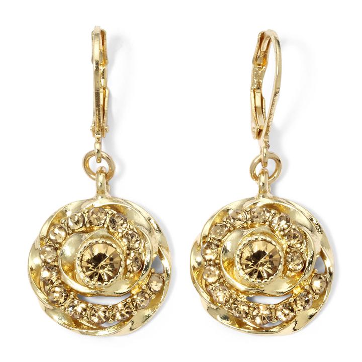 Monet Gold-tone Brown Drop Earrings