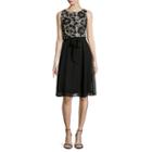 Ronni Nicole Sleeveless Lace Bodice Belted Fit-and-flare Dress - Petite