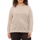 Liz Claiborne Long Sleeve Space Dye Sweatshirt- Plus