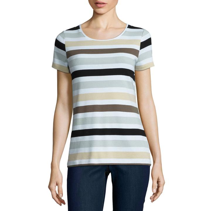 St. John's Bay Short Sleeve Crew Neck Damask T-shirt-womens